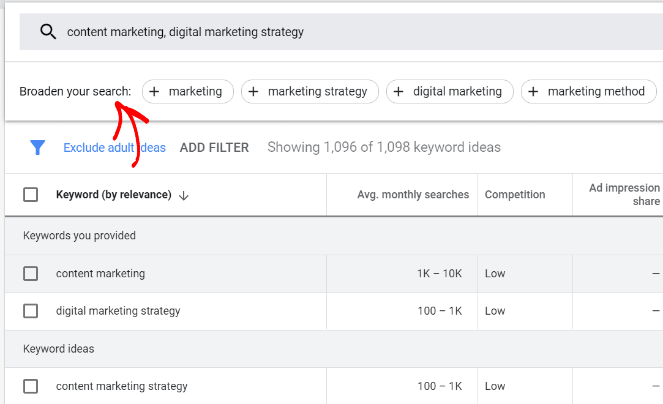 GKP broaden your search - Blog Tyrant how to do keyword research