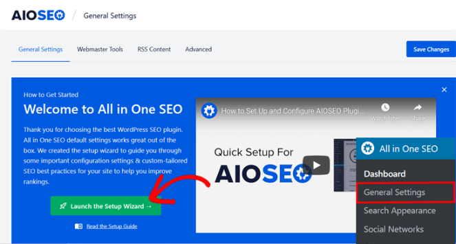 aioseo-dashboard-general-settings - Blog Tyrant launch the setup wizard for all in one seo