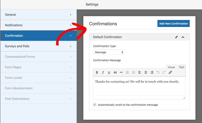 WPForms confirmation setting - Blog Tyrant WPForms confirmation setting