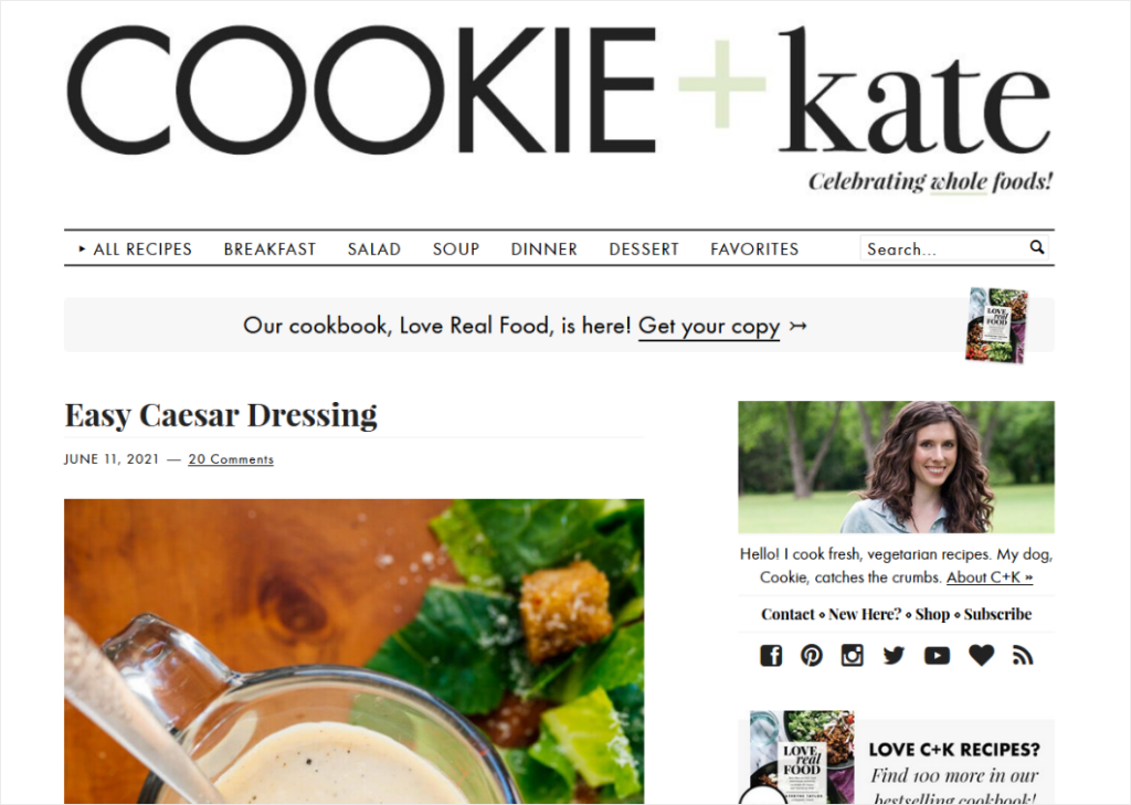 cookie-kate - Blog Tyrant food blog design example