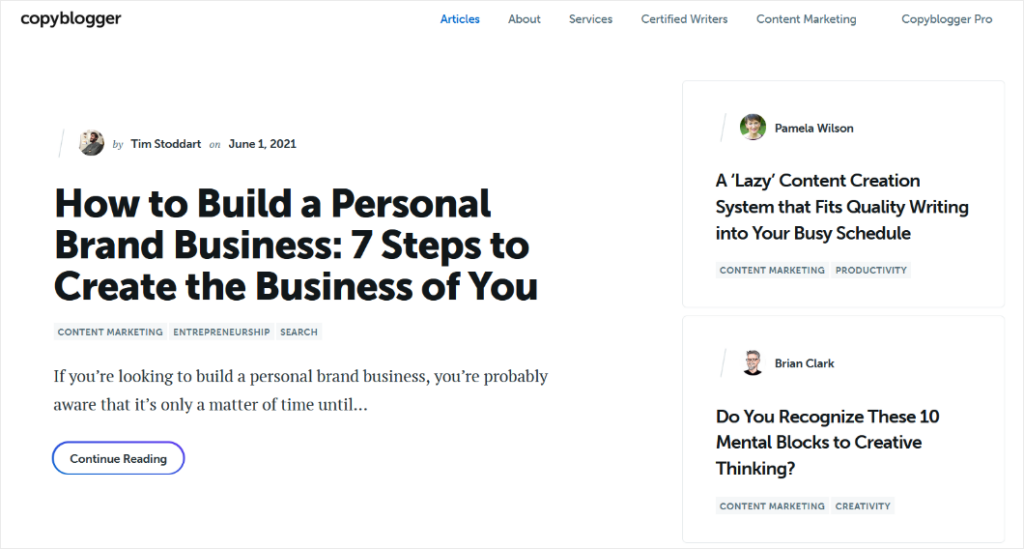 copyblogger-blog - Blog Tyrant blog posts displayed on the copyblogger blog