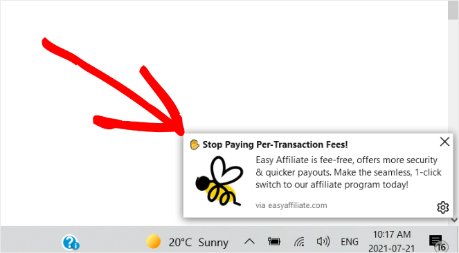 easy-affiliate-push-notification - Blog Tyrant push notification example