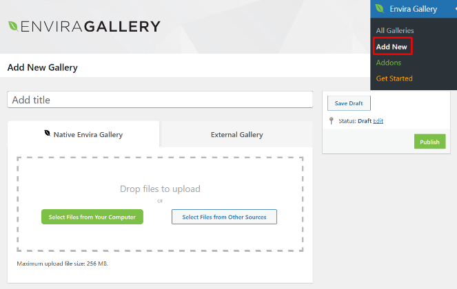 envira-gallery-add-new - Blog Tyrant create a new gallery in envira gallery