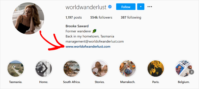 instagram-bio-travel - Blog Tyrant link to blog in instagram bio