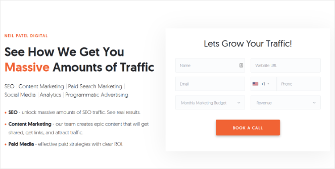 neil-patel-landing-page-1 - Blog Tyrant book-a-call-landing-page