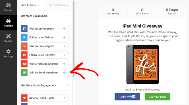 RafflePress giveaway actions - Blog Tyrant RafflePress giveaway actions