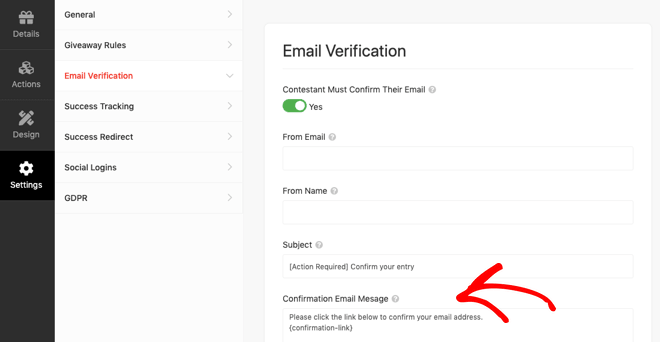 RafflePress Email Verification Setting - Blog Tyrant RafflePress Email Verification Setting
