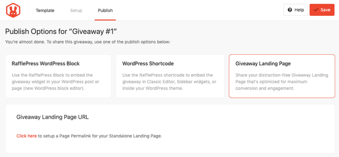 RafflePress Publish Options - Blog Tyrant RafflePress Publish Options