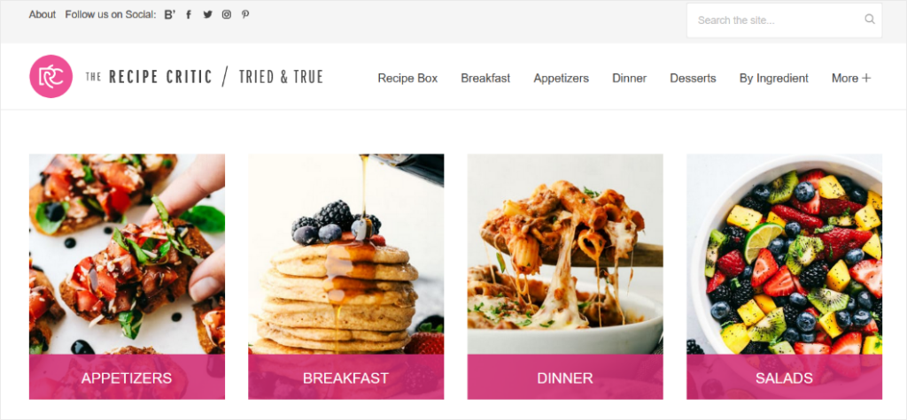 recipe-critic - Blog Tyrant blog with navigation menu and blog categories