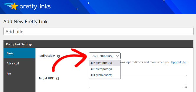 redirection-pretty-links - Blog Tyrant choose redirection type