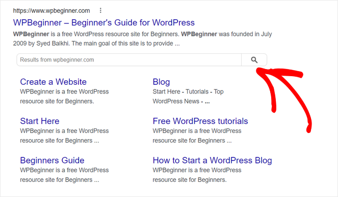 rsz_searchbox-wpbeginner - Blog Tyrant sitelinks search box example