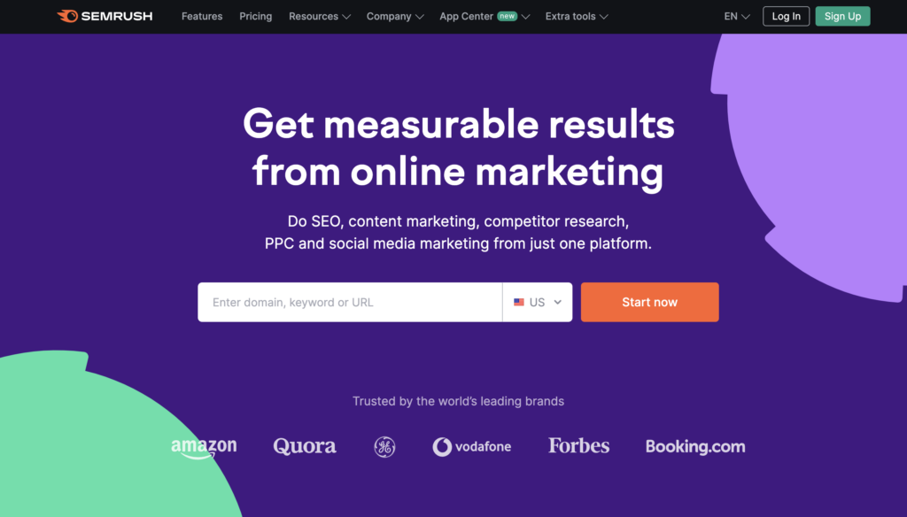 semrush homepage - Blog Tyrant semrush keyword research and blog topic research tool.