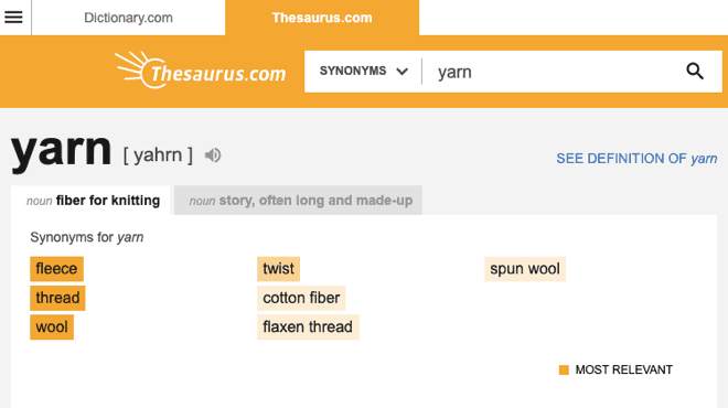thesaurus - Blog Tyrant thesaurus synonyms of yarn
