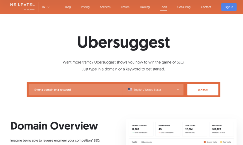 ubersuggest-homepage - Blog Tyrant