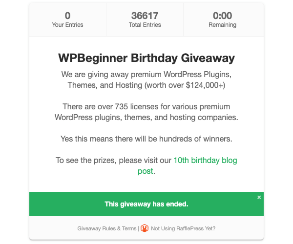WPBeginner Birthday Giveaway - Blog Tyrant WPBeginner Birthday Giveaway